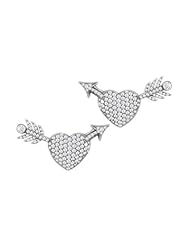 Pave Heart Arrow Diamond Pave Earrings in 18K White Gold 2.25 Diamonds
