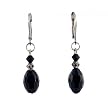 Earrings - E74 - Crystal Rice Drop ~ Jet Black