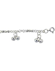 Sterling Silver Charm Bracelet w/ Clustered Double Chime Balls