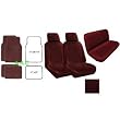 A Set of 2 Universal Fit Low Back Regal Pattern Front Bucket Seat Cover, A Set of 4 Universal Fit Plush Carpet Floor Mats for Cars and One Universal Fit Regal Rear / Bench Seat Cover - Burgundy