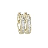 14K Yellow Gold 1/4 ct. Channel Set Diamond Hoop Earrings