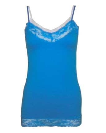 Ladies Blue Double Layered Seamless Lace Cami