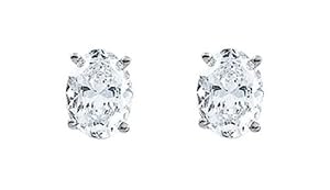 Oval Diamond Stud Earrings 14ct White Gold ( 1.47 Ct, I Color, I1 Clarity)