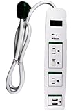 GoGreen Power GG-13103USB - 3 Outlet Surge Protector with 2 USB Ports