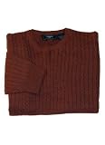 Roberto Villini Solid Brown Cable Knit Crew Neck Sweater