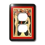 Florene Art Deco & Nouveau - Barbier Art Nouveau With Ladies In Black n Red Frames - Light Switch Covers - 2 plug outlet cover