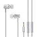 Headphones, Clarity In-Ear Headphone with Mic, Wired Headset Earbuds Stereo & Remote Control Noise Reduction EarPhones for Sports Running Jogging (Silver)