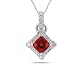 Princess Cut Garnet & Diamond Pendant in 14K White Gold