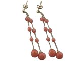 Coral Bubble Drop Earrings, 14k Gold