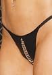 Leather Peek-A-Boo G-String With Chain (Black,One Size)