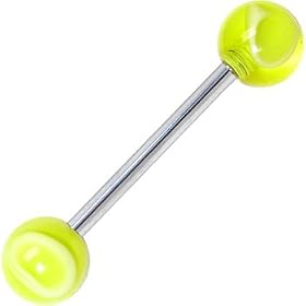 Barbell - Yellow MARBLE Tongue Ring by 