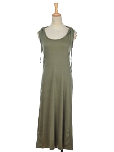 Buy Anna-Kaci S/M Fit Military Green Sleeveless Casual Hoodie Maxi Long Dress