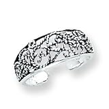 Sterling Silver Antiqued Floral Toe Ring
