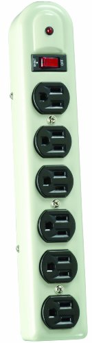 Coleman Cable 04625 6 Outlet Metal Surge Protector With 4 Foot Cord
