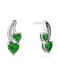 Genuine Emerald 14kt White Gold Earrings