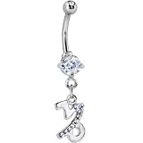 Cubic Zirconia Zodiac CAPRICORN Dangle Belly Ring