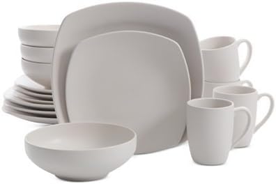 Signature Living 16-Pc. Majorca Matte Glaze Linen Square Dinnerware Set