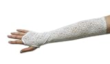 16-Button Opera Length Dyeable White Fingerless Glove , Stretch Lace Spandex