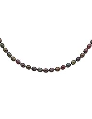 14k White Gold 18in 7.5mm Black Freshwater Cultured Pearl Necklace.