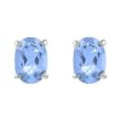 Sterling Silver Genuine Blue Topaz 4x6mm Oval Stud Earring