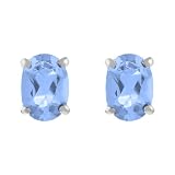 Sterling Silver Genuine Blue Topaz 4x6mm Oval Stud Earring