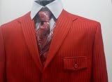 New Mens 5 Piece Red Tone Dress Suit Package: Jacket, Pants, Vest, Kerchief, Tie