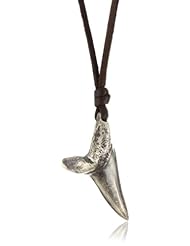 M.Cohen Handmade Designs Sterling Silver Shark Tooth On Brown Deerskin Leather Necklace