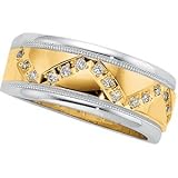 14K Two Tone Gold Diamond Duo Ring
