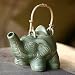 NOVICA Ceramic teapot, 'Elephant Green Tea'