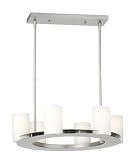 Forecast F1861-16 Ingo - Six Light Chandelier, Gun Metal, Etch White Opal