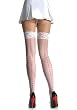 Valentine's Day Sheer Thigh High Nylon Stocking With Lace Top And Contrast Heart Print Back Seam (White/Red-One Size)