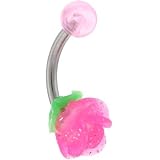 Pink SILICONE ROSE Belly Ring