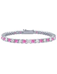 Pink Sapphire and Diamond Tennis Bracelet Platinum 4.00 CT TGW