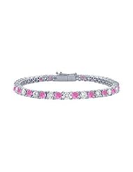 Pink Sapphire and Diamond Tennis Bracelet Platinum 3.00 CT TGW