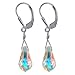 Made with Swarovski Elements� Clear Crystal Sterling Silver Leverback 1.5" Long Dangle Earrings