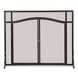 Pilgrim Arched Fireplace Screen Door-Matte Black- 44 x 33