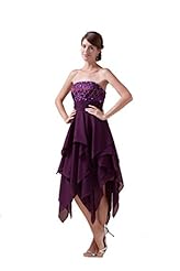 Strapless High-Low-Hem 2015 Chiffon Evening Dress/Wedding Party Dress 