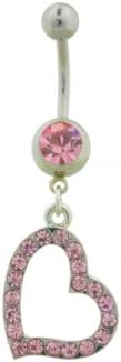 Wehi Lani Heart Dangle Belly Button Ring (WL101) (Wehi Lani Pink Heart Dangle Belly Button Ring (WL101Pi))
