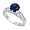 Sterling Silver Ring - Clear CZ and Round Blue Sapphire - Prong Set - 10 mm x 3 mm, Size 8