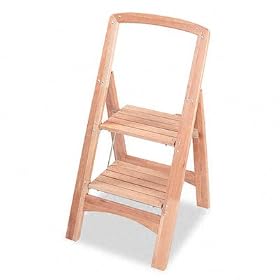 ~:~ SAMSONITE COSCO ~:~ Two-Step Wood Folding Step Stool, 225-lb Capacity, Natural Finish by ~:~ SAMSONITE/COSCO ~:~