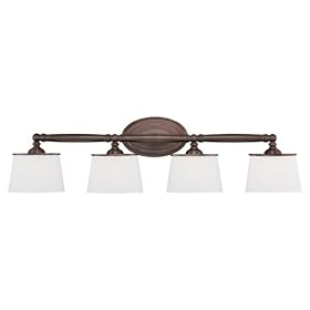 Tucson - 4 Light Bathroom Vanity Lighting Fixture - Brushed Bronze - White Opal Oval... by Artcraft