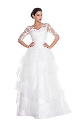 Sexy Bubble Dress Applique Lace Elbow Length Sleeves Wedding Dress 