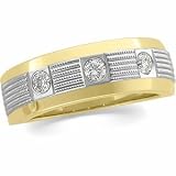 14K Two-Tone Gold Diamond Wedding Band Duo - Gent's Ring