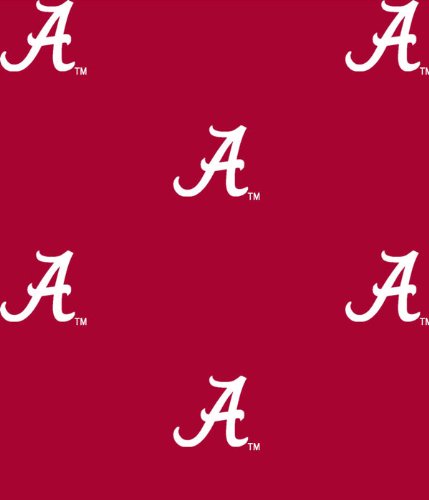 University of Alabama Cotton Fabric, Crimson & White - Sold By the Yard