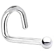 Solid 14KT White Gold 1.5mm Ball Left Nostril Screw Ring - 18 Gauge