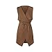 Weixinbuy Women Lapel Sleeveless Long Waistcoat Blazer Jacket Vest Cardigan