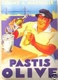 PLAQUE METAL 40X30cm PUBLICITE PASTIS OLIVE MARSEILLE