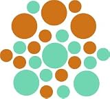 Set of 90 - Mint Green / Nut Brown Circles Polka Dots Vinyl Wall Graphic Decals Stickers