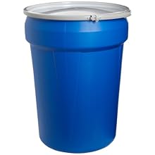 Eagle 1601MB Blue High Density Polyethylene Lab Pack Drum with Metal Lever-lock Lid, 30 gallon Capacity, 28.5" Height, 21.25" Diameter