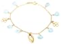 14k Yellow Gold Blue Topaz Charm Bracelet, 7"